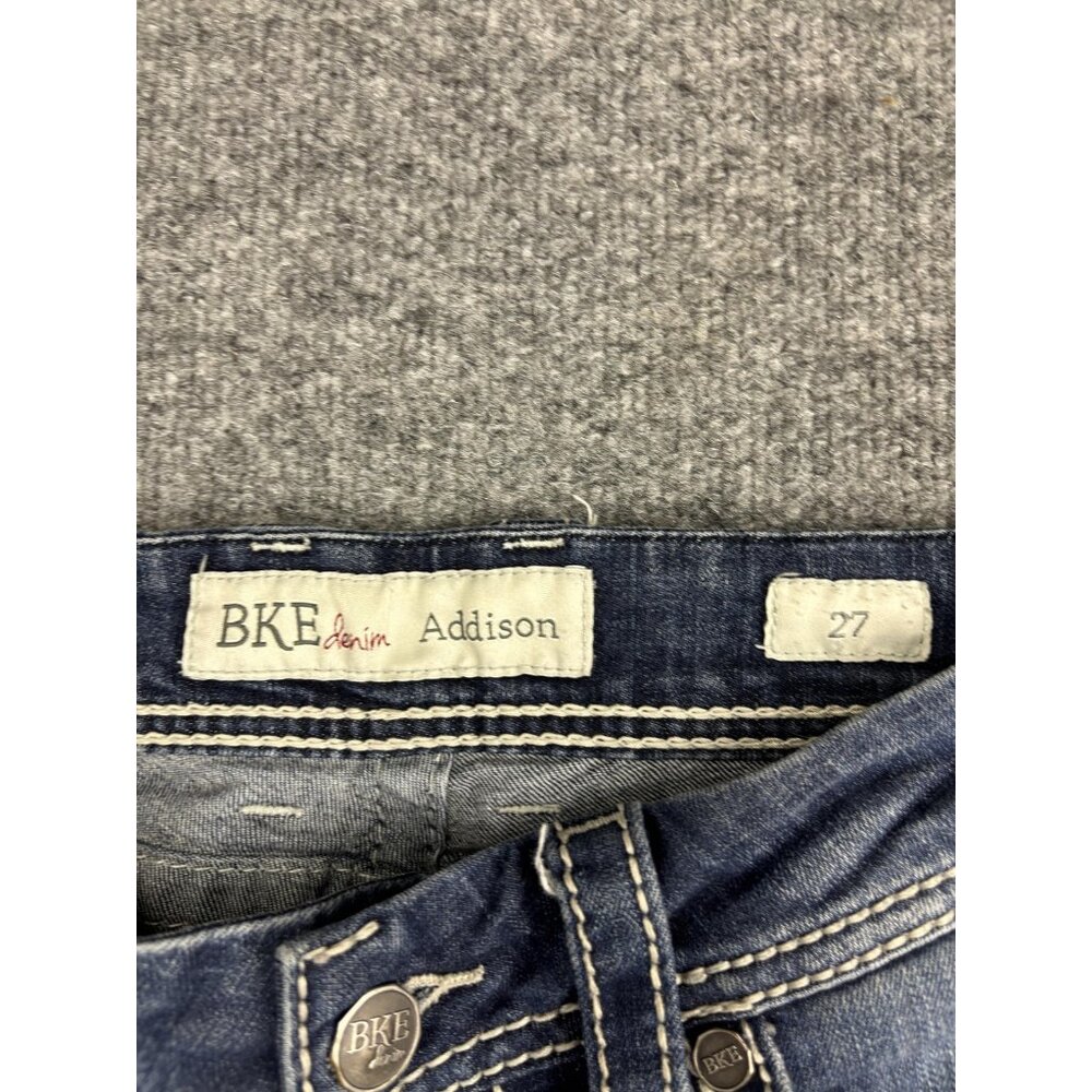 BKE Addison Crop Jeans Womens 27x24 Blue Medium Wash Low Rise Distressed Stretch - Picture 2 of 10